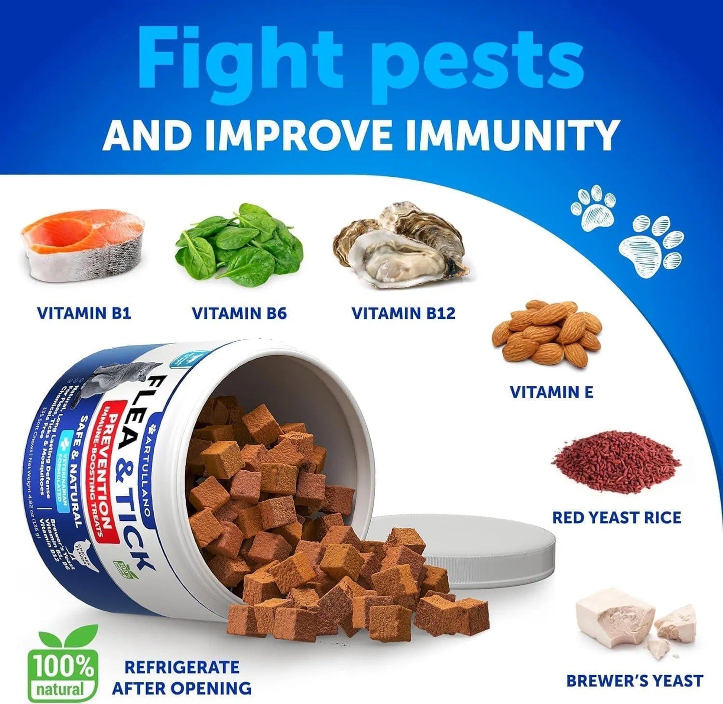 Flea Treatment For Cats Natural Flea And Tick Prevention Supplement For Cats Kittens Chewable Daily Oral Pills With Vitamins 135 Soft Chews Skin & Coat Dental Treats Digestion CANNOT Be Sold On Amazon