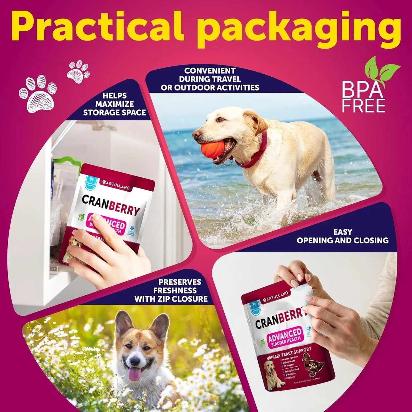 Do Not Sell On Amazon Dog UTI Treatment Cranberry Supplement Bladder Control Urinary Tract Infection Incontinence Pill Bladder Stones UTI Medicine Treats 70 Soft Chews For Kidney Support With Fish Oil