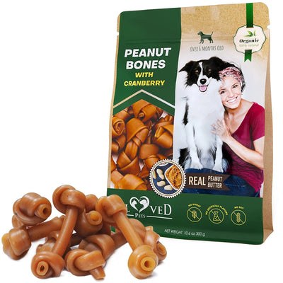 Dog Peanut Butter Bones With Cranberry Rawhide Free Chew Treats Pet Natural Mini & Big Organic Snacks Healthy Collagen & Bulk Best Chews For Small & Large Dogs