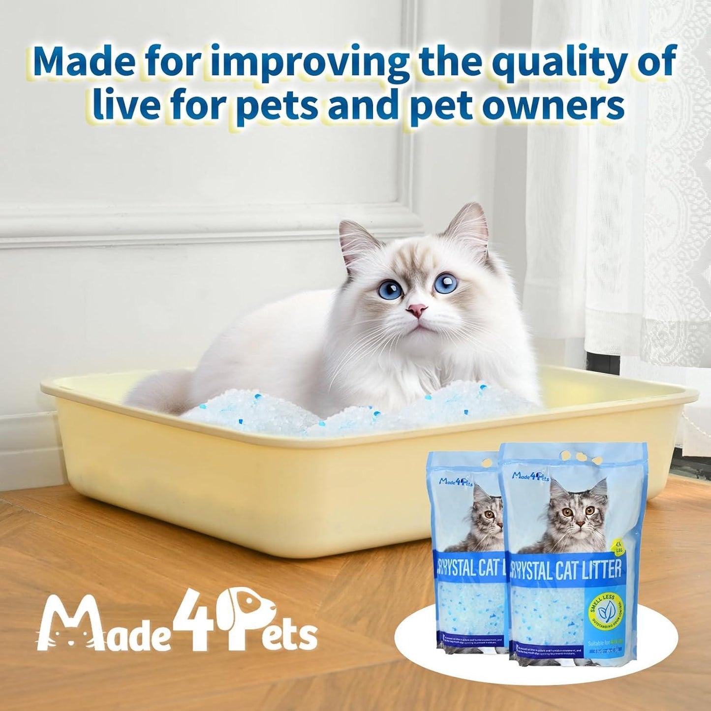 Crystal Cat Litter For Pets, No Caking, Odor Control, Light Weight, Low Dust, Easy To Use