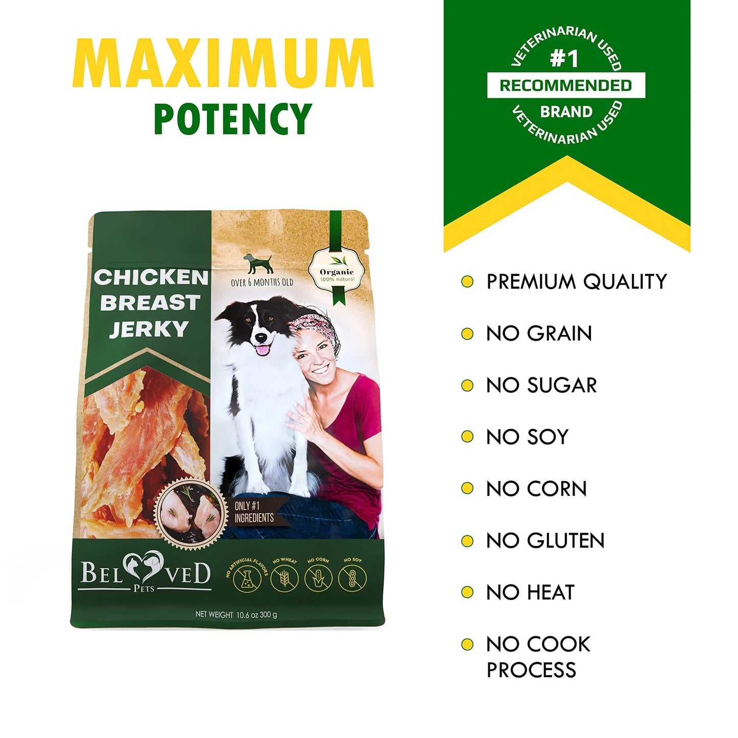 Chicken Jerky Dog Treats All Natural And Organic Healthy Snacks For Large & Small Dogs Grain Free And High Protein Human Grade Pet Chews 300 Gram