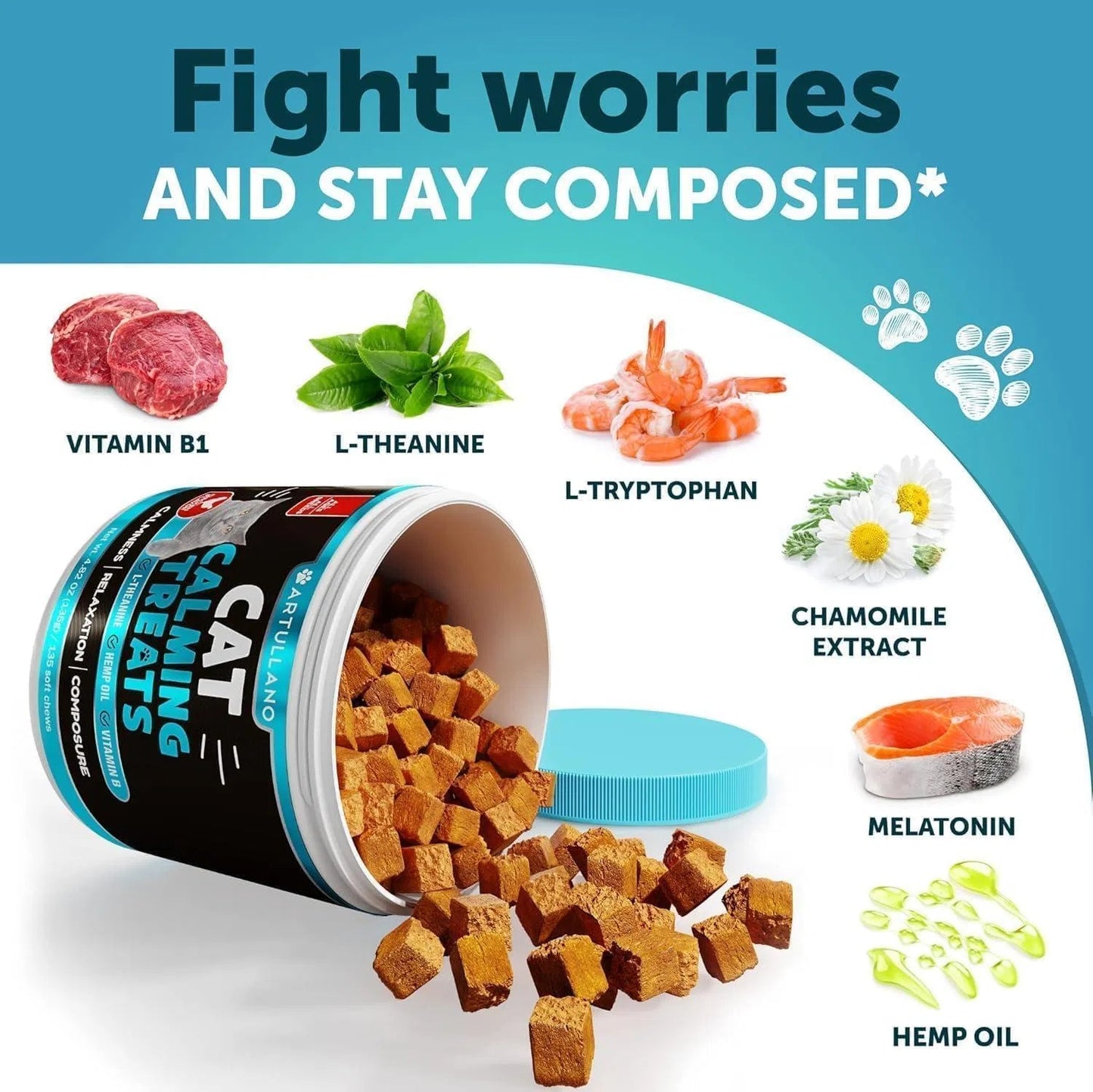 Do Not Sell On Amazon Hemp Cat Calming Treats For Stress & Anxiety Relief Cat Kittens Melatonin