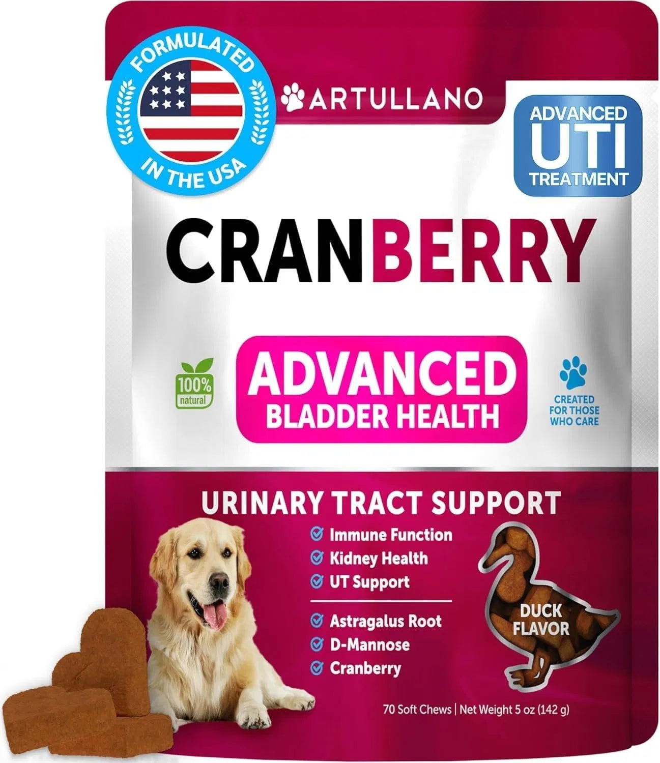 Do Not Sell On Amazon Dog UTI Treatment Cranberry Supplement Bladder Control Urinary Tract Infection Incontinence Pill Bladder Stones UTI Medicine Treats 70 Soft Chews For Kidney Support With Fish Oil