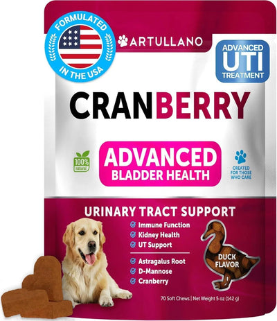 Do Not Sell On Amazon Dog UTI Treatment Cranberry Supplement Bladder Control Urinary Tract Infection Incontinence Pill Bladder Stones UTI Medicine Treats 70 Soft Chews For Kidney Support With Fish Oil
