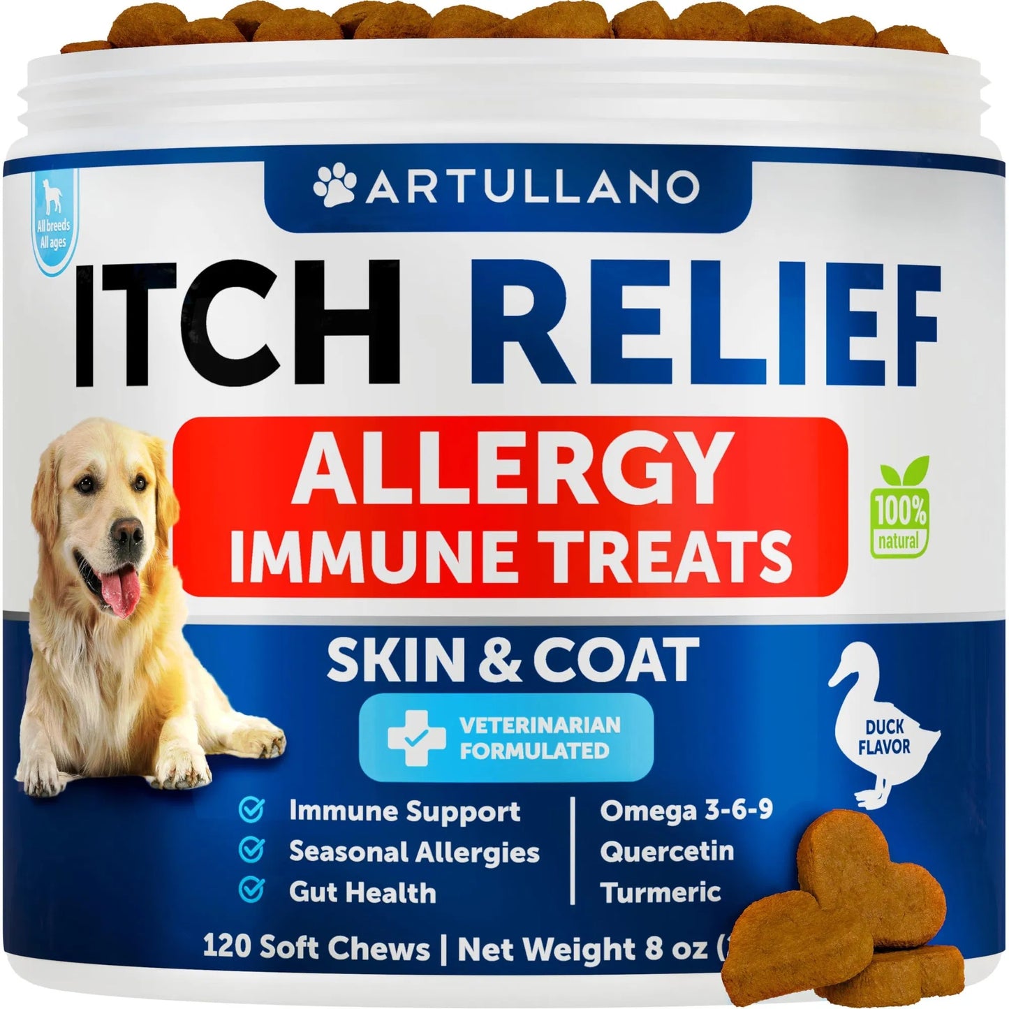 Dog Allergy Relief Chews Itching Skin Relief For Dogs Fish Oil 3 Seasonal Allergies Pills Skin & Coat Anti ItchHot Spots Treatment Canine Immune Health Supplement 120 Soft Treats