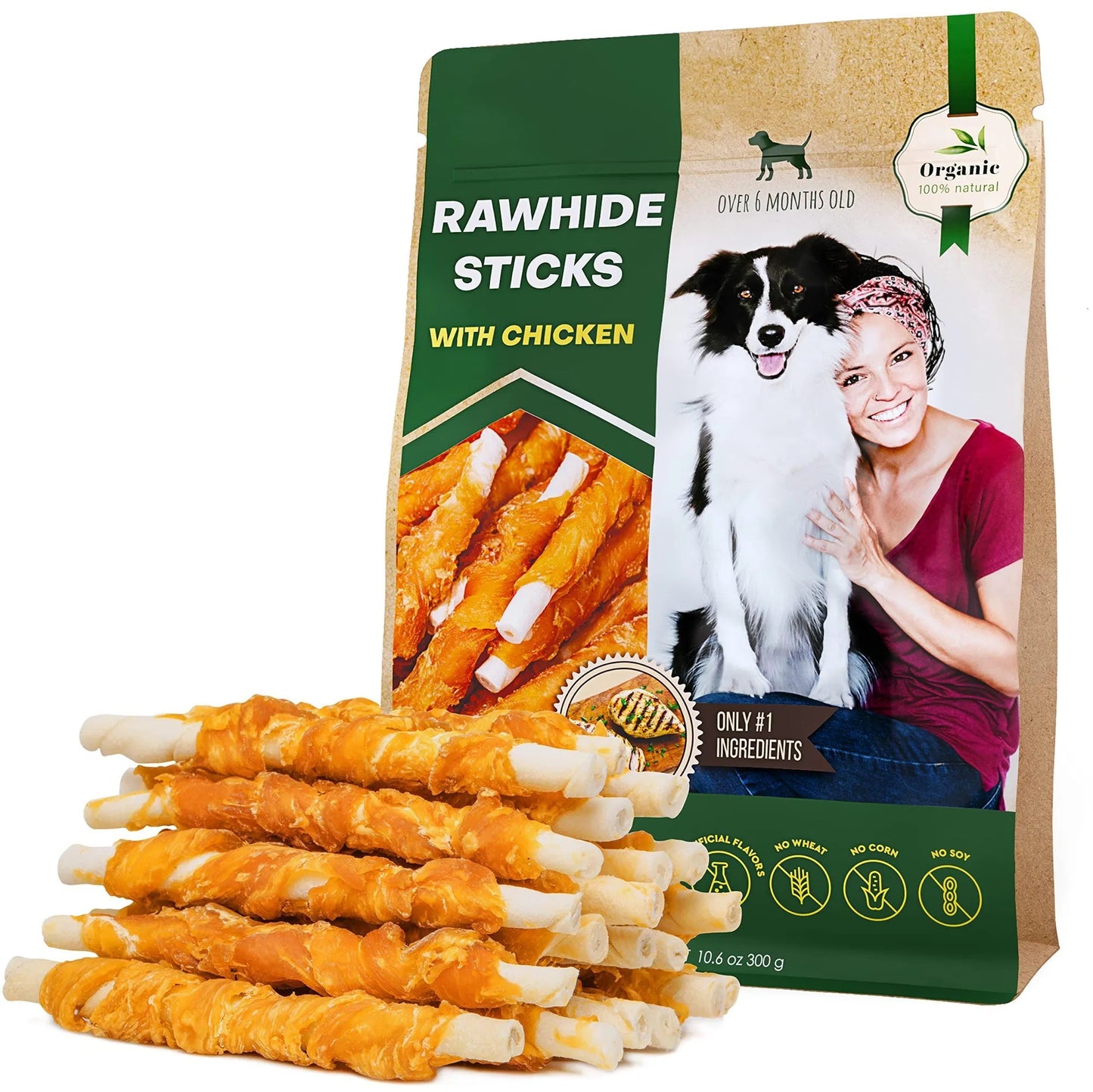 Dog Sticks Wrapped With Chicken & Pet Natural Chew Treats Grain Free Organic Meat & Human Grade Dried Snacks In Bulk For Training Small & Large Dogs